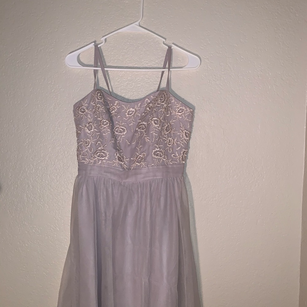 Pink-Beige Floral Prom Dress